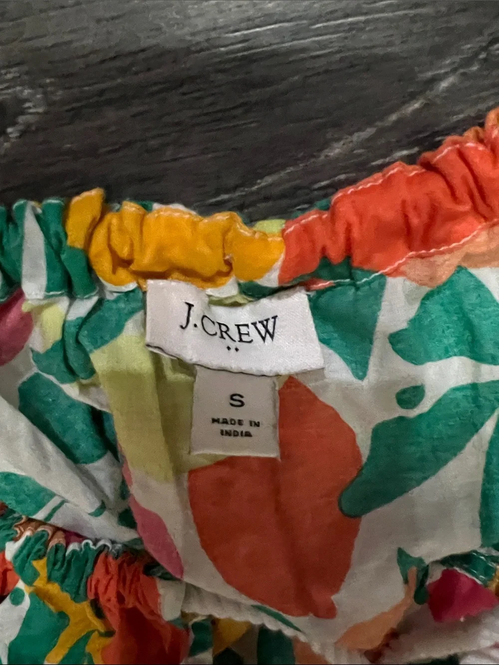 J. Crew Multicolor Floral Print Top - Green, Coral, Yellow, Pink, White